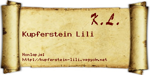 Kupferstein Lili névjegykártya
